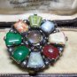 Vintage Scottish-Celtic Chunky Pewter Multicolor Stones Beautiful Brooch.