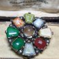 Vintage Scottish-Celtic Chunky Pewter Multicolor Stones Beautiful Brooch.