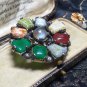 Vintage Scottish-Celtic Chunky Pewter Multicolor Stones Beautiful Brooch.