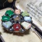 Vintage Scottish-Celtic Chunky Pewter Multicolor Stones Beautiful Brooch.