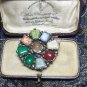 Vintage Scottish-Celtic Chunky Pewter Multicolor Stones Beautiful Brooch.