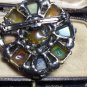 Vintage Scottish-Celtic Chunky Pewter Multicolor Stones Beautiful Brooch.