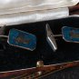 Antique Vintage 1920-s Blue Enamel Sterling Silver Cufflinks