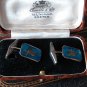 Antique Vintage 1920-s Blue Enamel Sterling Silver Cufflinks