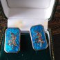 Antique Vintage 1920-s Blue Enamel Sterling Silver Cufflinks