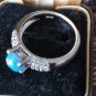 Vintage 1980-s Blue Opal Sterling Silver Ring Size UK P, US 7 1/2.