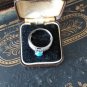 Vintage 1980-s Blue Opal Sterling Silver Ring Size UK P, US 7 1/2.