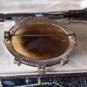 VINTAGE 1950-s Oval Goldtone Large Prong Set Faceted Amber/Brown Glass BROOCH.