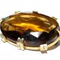 VINTAGE 1950-s Oval Goldtone Large Prong Set Faceted Amber/Brown Glass BROOCH.