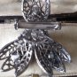 Vintage Pewter Deep Red Large Rhinestone Floral Brooch Very Unusual and Pretty