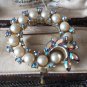 Vintage Large Signed Hollywood  Goldtone  Pearl & A/B Rhinestone Wreath BROOCH.