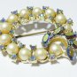 Vintage Large Signed Hollywood  Goldtone  Pearl & A/B Rhinestone Wreath BROOCH.