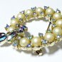 Vintage Large Signed Hollywood  Goldtone  Pearl & A/B Rhinestone Wreath BROOCH.