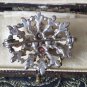 VINTAGE 1990-s Oval Silvertone Pink Aurora Borealis Rhinestone Cluster BROOCH.