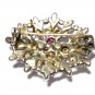 VINTAGE 1990-s Oval Silvertone Pink Aurora Borealis Rhinestone Cluster BROOCH.
