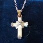 Antique Vintage 1920-s 925 FS Silver Holly Cross Stone Pendant- 16 inch Chain