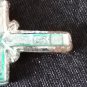 Antique Vintage 1920-s 925 FS Silver Holly Cross Stone Pendant- 16 inch Chain