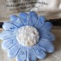 Vintage 1980-s Beautiful Blue/Cream Glazed Ceramic/Porcelain Daisy Flower BROOCH