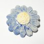 Vintage 1980-s Beautiful Blue/Cream Glazed Ceramic/Porcelain Daisy Flower BROOCH