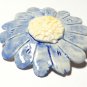 Vintage 1980-s Beautiful Blue/Cream Glazed Ceramic/Porcelain Daisy Flower BROOCH