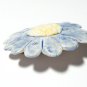 Vintage 1980-s Beautiful Blue/Cream Glazed Ceramic/Porcelain Daisy Flower BROOCH