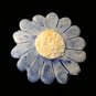 Vintage 1980-s Beautiful Blue/Cream Glazed Ceramic/Porcelain Daisy Flower BROOCH