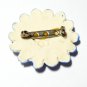 Vintage 1980-s Beautiful Blue/Cream Glazed Ceramic/Porcelain Daisy Flower BROOCH