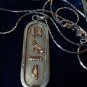 Antique Vintage 1900-s Egyptian Solid Silver 9 ct Gold Pendant on 16 inch Chain