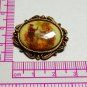 VINTAGE Small Goldtone Framed Glass Printed Fragonard Courting Couple BROOCH.