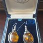 Victorian Antique Vintage Sterling Silver Large Baltic Amber Earrings - Heavy!