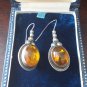 Victorian Antique Vintage Sterling Silver Large Baltic Amber Earrings - Heavy!