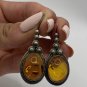 Victorian Antique Vintage Sterling Silver Large Baltic Amber Earrings - Heavy!