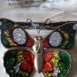 VINTAGE 1990-s Goldtone Layered Green/Red/Yellow Enamel Butterfly BROOCH