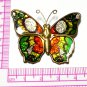 VINTAGE 1990-s Goldtone Layered Green/Red/Yellow Enamel Butterfly BROOCH
