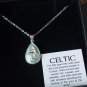 Vintage Celtic Knot Silver Pendant on Chain with Green Enamel in Original Box