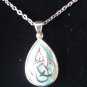 Vintage Celtic Knot Silver Pendant on Chain with Green Enamel in Original Box