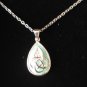 Vintage Celtic Knot Silver Pendant on Chain with Green Enamel in Original Box