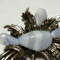 VINTAGE 1980-s Celtic Pale Blue Lace Agate Polished Stone Ribbon/Floral BROOCH