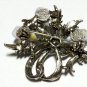 VINTAGE 1980-s Celtic Pale Blue Lace Agate Polished Stone Ribbon/Floral BROOCH