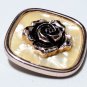 VINTAGE Square Rose Gold Western Germany Faux Mother of Pearl Rose SCARF CLIP