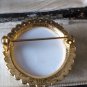 VINTAGE Gold Frame White Glass Fragonard/Courting Couple Printed BROOCH