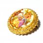 VINTAGE Gold Frame White Glass Fragonard/Courting Couple Printed BROOCH