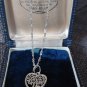Vintage 1980-s 925 Sterling Silver Tree of Life with Heart Pendant on Chain.