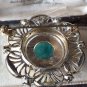 VINTAGE Rare Signed Exquisite Pearl & Pressed Floral Green/Peking Glass BROOCH