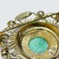 VINTAGE Rare Signed Exquisite Pearl & Pressed Floral Green/Peking Glass BROOCH
