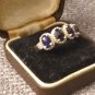 Vintage 1980-s Sterling Silver Blue Large Sapphires Ring Size US 7, UK O
