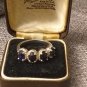 Vintage 1980-s Sterling Silver Blue Large Sapphires Ring Size US 7, UK O