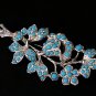 Vintage 1970-s Silvertone Metal Turquoise Leaf Brooch - Very Pretty!