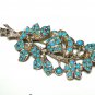 Vintage 1970-s Silvertone Metal Turquoise Leaf Brooch - Very Pretty!