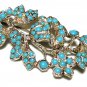 Vintage 1970-s Silvertone Metal Turquoise Leaf Brooch - Very Pretty!